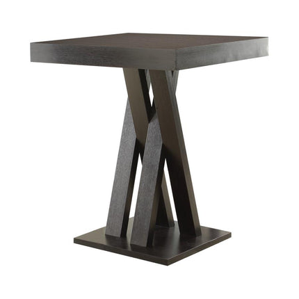 Freda Double X-shaped Base Square Bar Table Cappuccino, 35.50 x 35.50 x 42.00