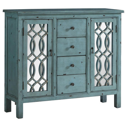 Rue 4-drawer Accent Cabinet Antique Blue  42 X 11.75 X 35.75