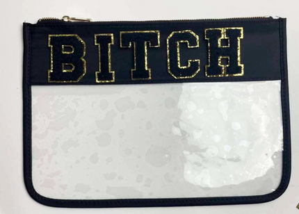 Bitch Nylon Clear Pouch Chenille Patch Letters