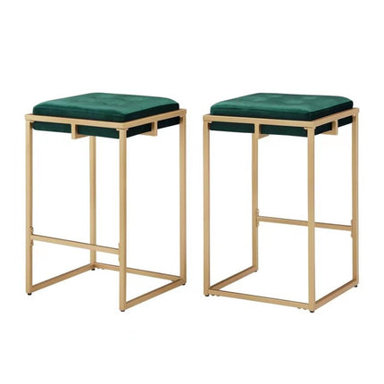 GREEN AND GOLD Nadia Square Padded Seat Counter Height Stool Hunter