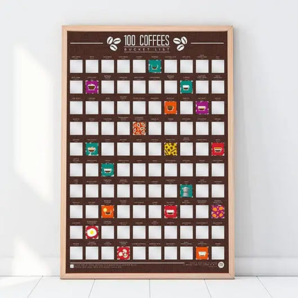 BUCKET LIST - 100 Coffees To Try Scratch Off Poster