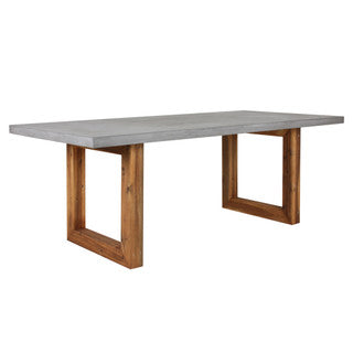 GINKGO DINING TABLE, CONCRETE TOP, WOOD LEGS,  GREY/NATURAL 82.75 X 39.5 X 29.5