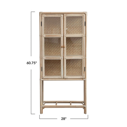 Rattan and Glass Cabinet